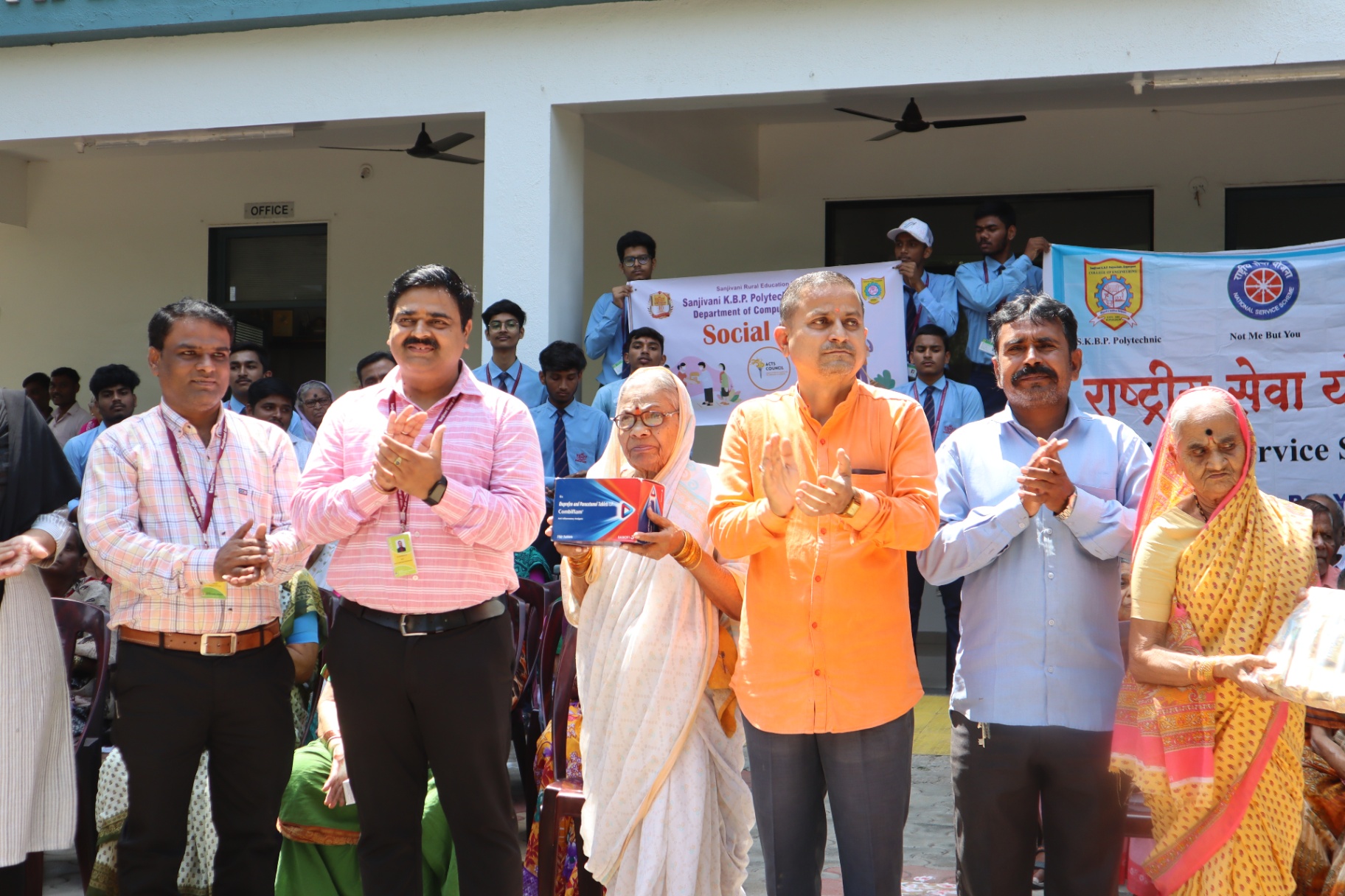 Felicitation of a senior resident during the visit
